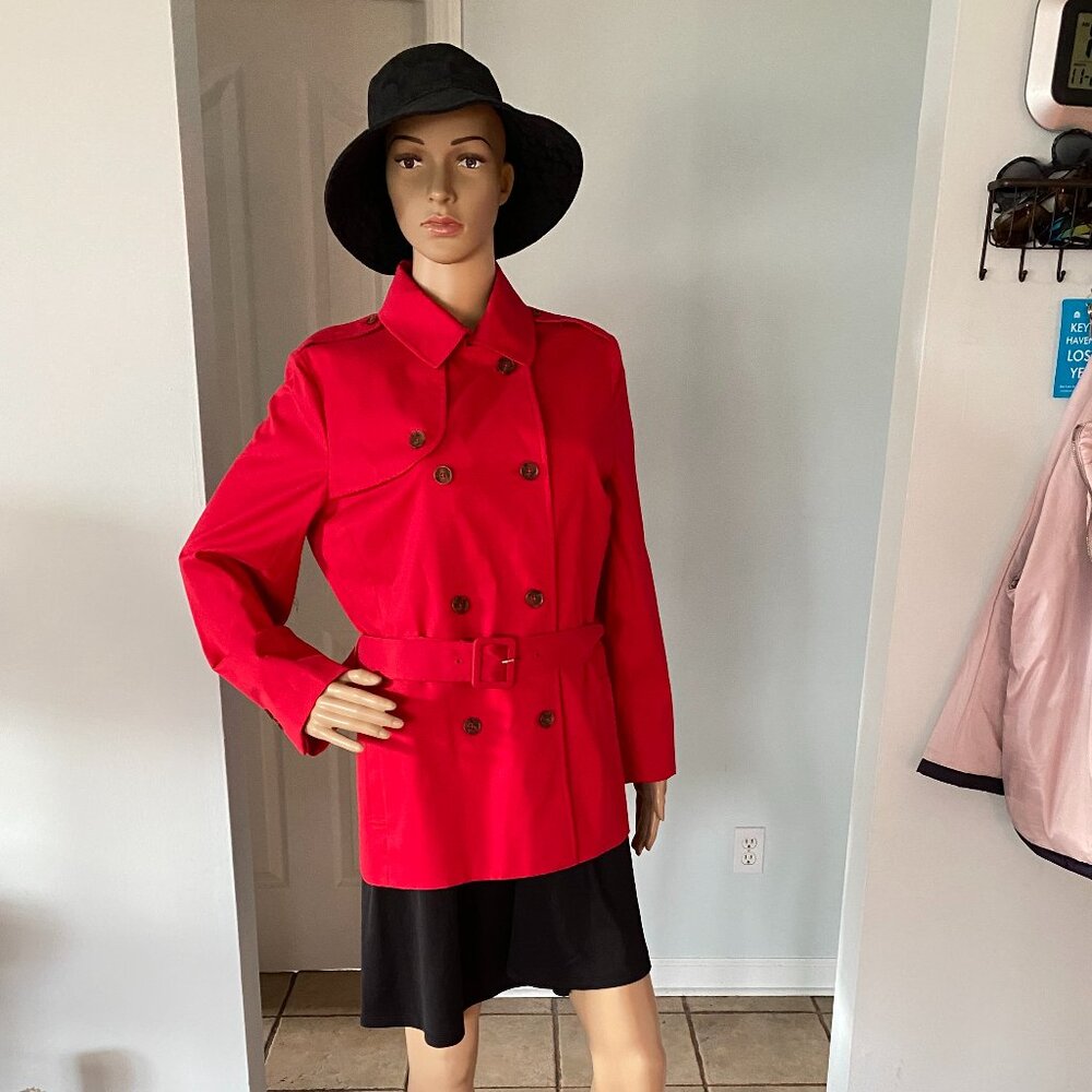 Brooks Brothers 346 Red Lightweight Peacoat Trench Jacket Size 10